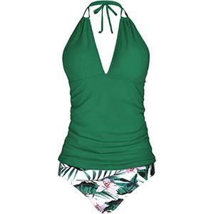 Yonique Womens Two Piece Swimsuits Green Tummy Control Tankini Plus Size Bathing